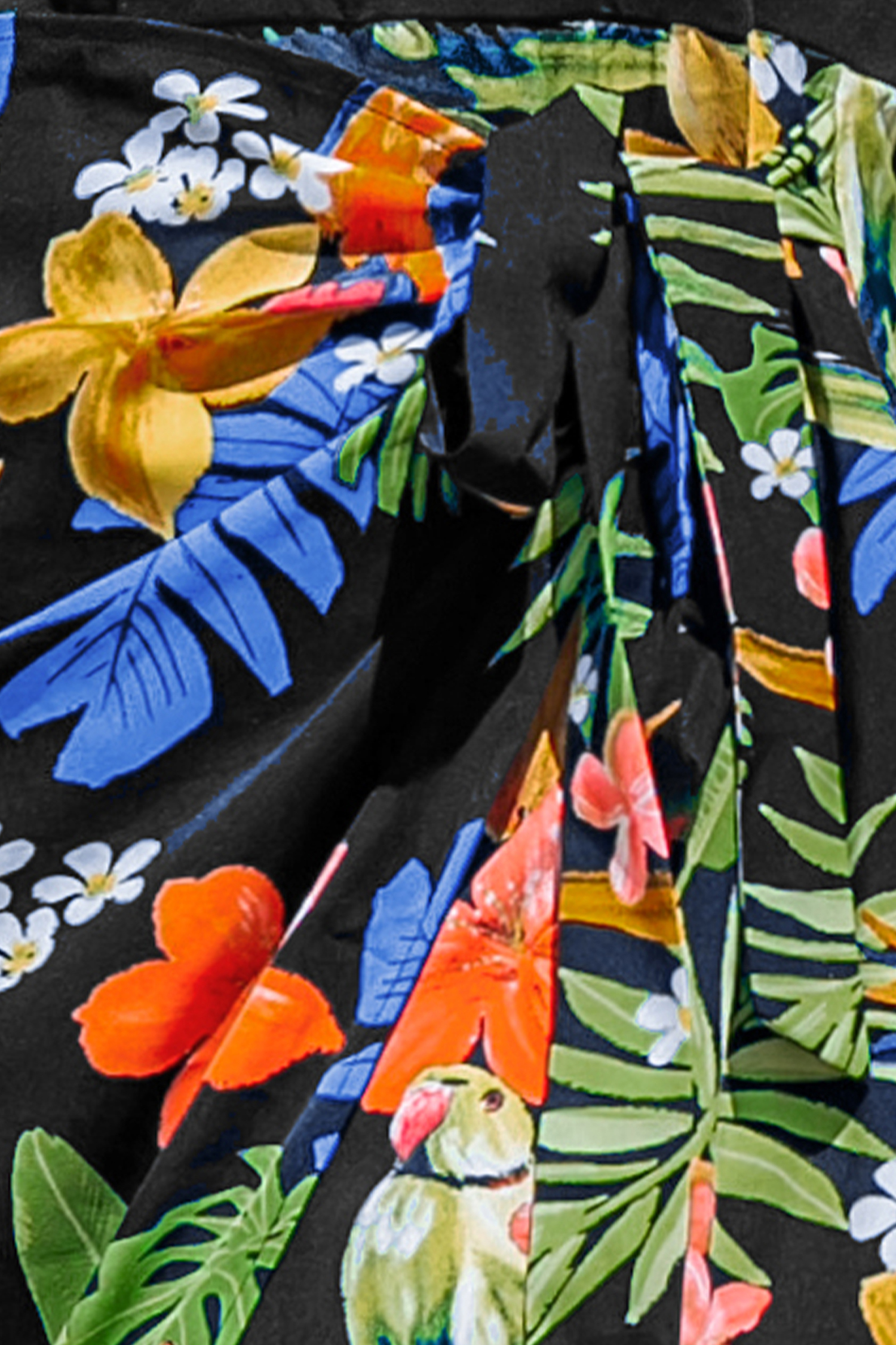 Robe midi avec jupe midi à emballage et débardeur tropical noire