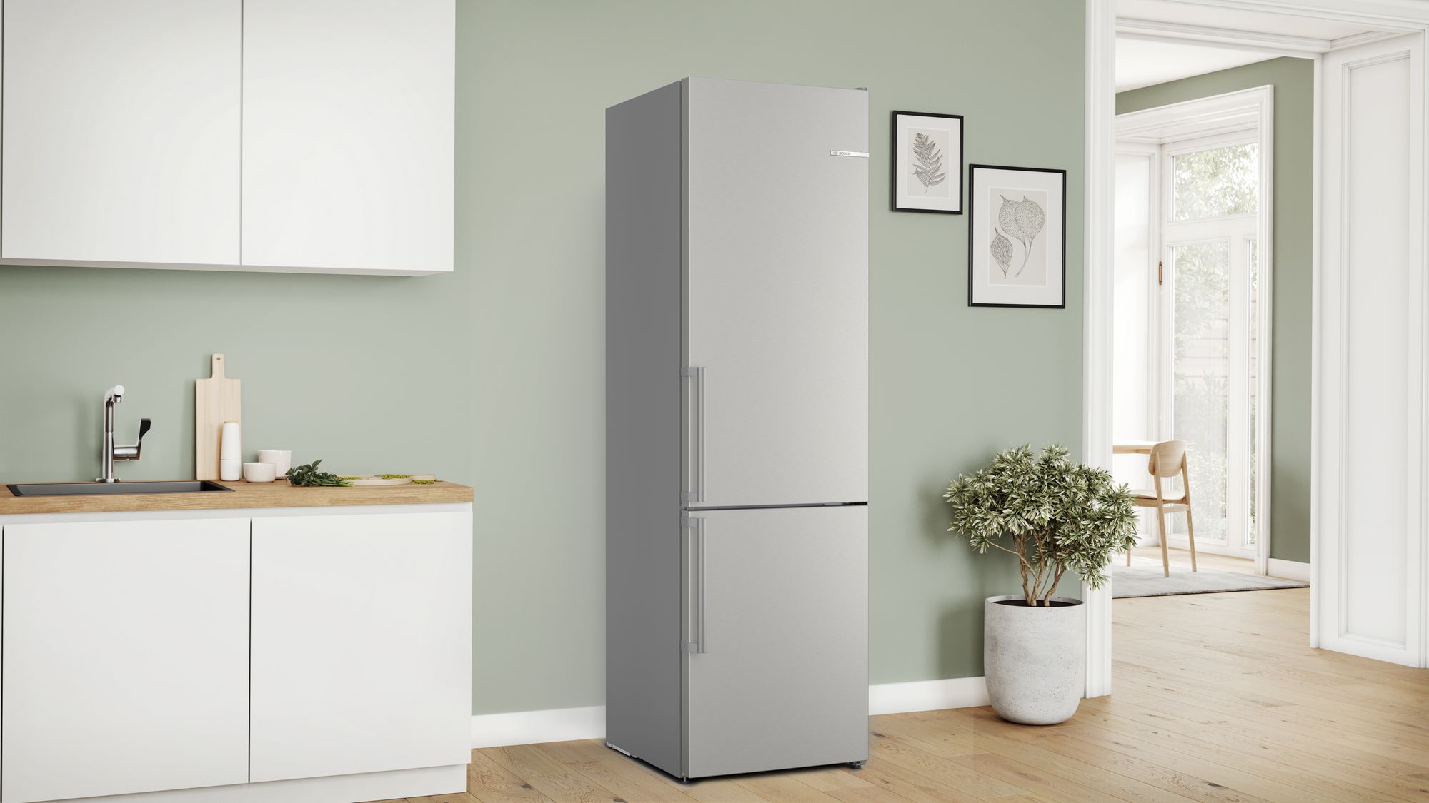 Refrigerador Combinado Independente Série 4 203 x 60 cm em Aço Inoxidável Resistente a Impressões Digitais KGN39VIBT