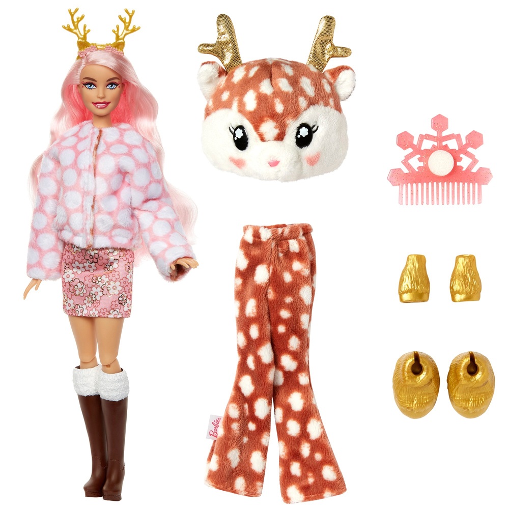 Barbie Cutie Reveal Puppe mit Hirsch-Plüschkostüm und 10 Überraschungen