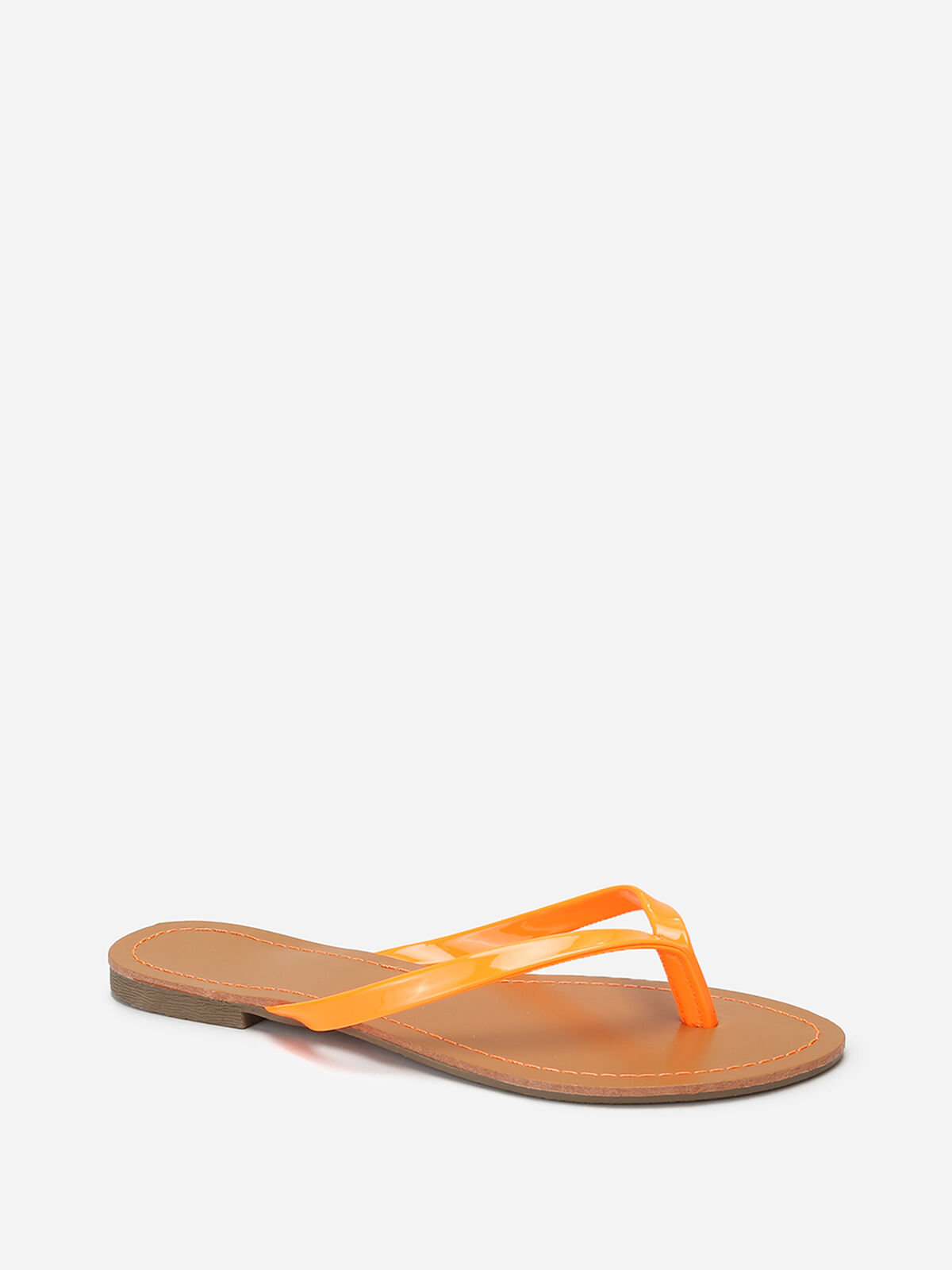 Tongs à bride vernie- orange