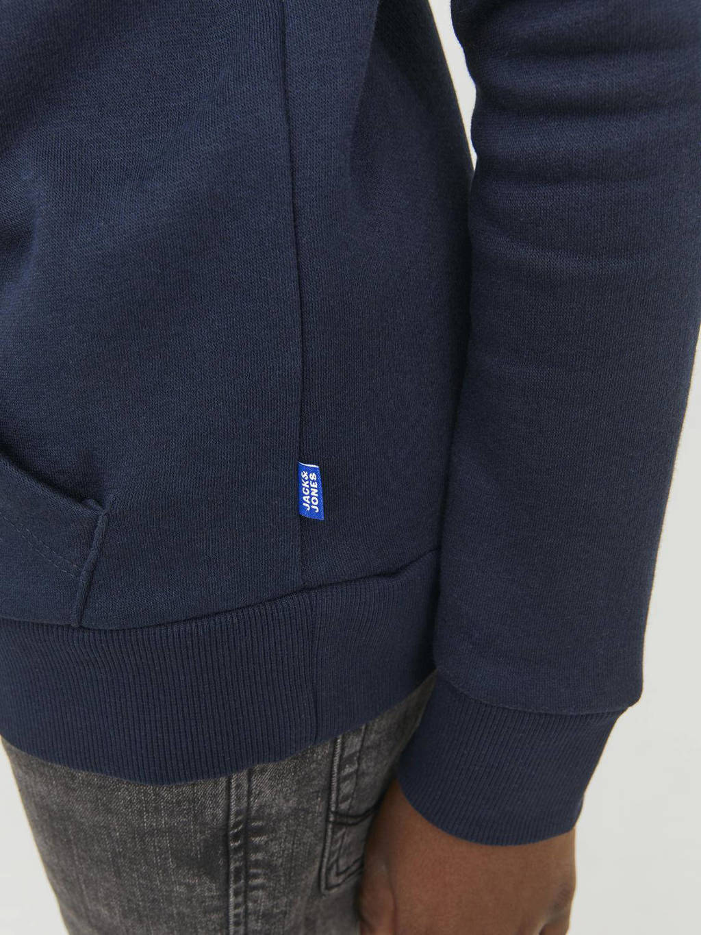JACK & JONES hoodie JJECORP met logo donkerblauw/wit