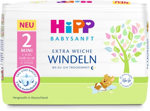 Hipp Babysanft Windeln Mini 2 Carry 4-8 kg, Gr. 56-68