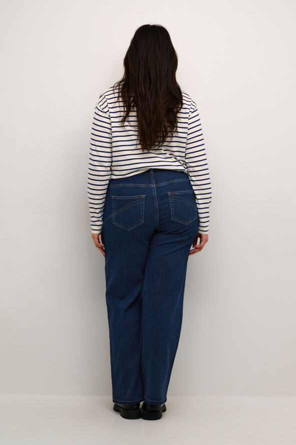 Kaffe Curve KCkanna Flora Flared Jeans Washed blue denim