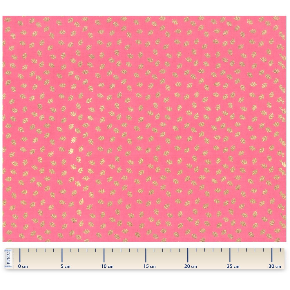 Tissu Voile Feuillage Or Rose