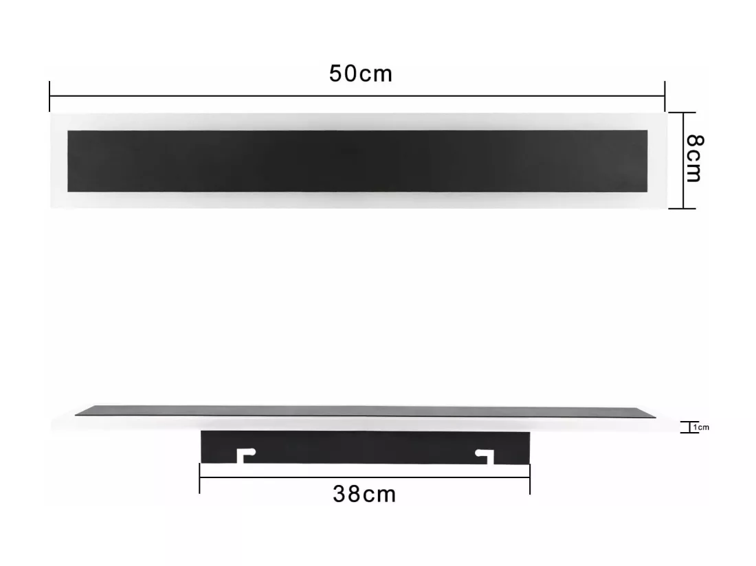 NETTLIFE Applique Extérieure LED : 50cm Applique Intérieure Longue 10W Applique Mur Noir 3000K Lampe Extérieure Moderne IP65