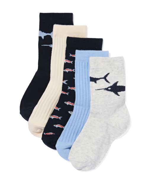 5 paires de chaussettes enfant avec du coton bleu foncé