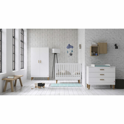 Chambre TRIO lit 70x140 commode armoire LOUNGE Blanc - VOX