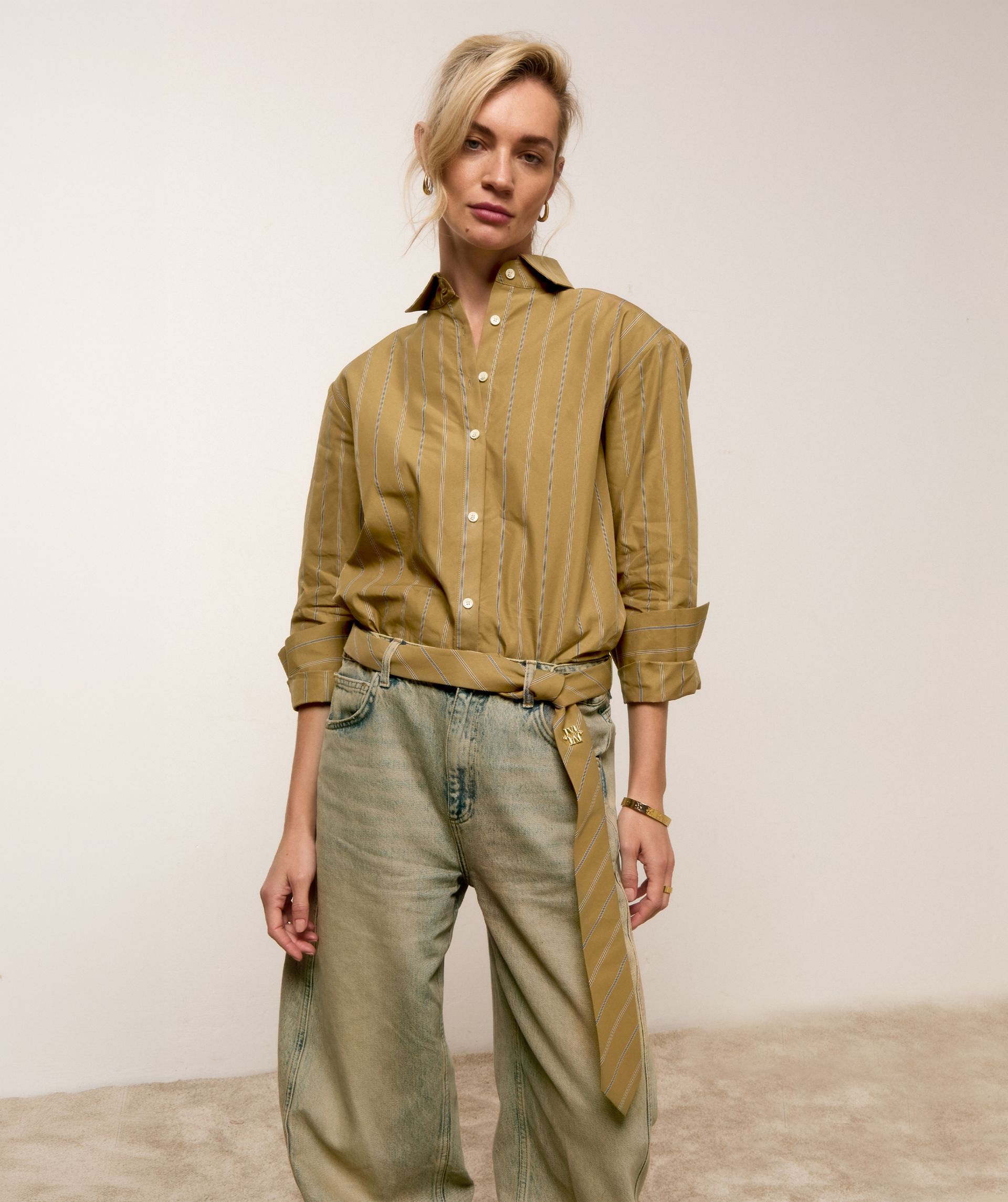 JV-ERICA stropdas met strepen - camel stripe