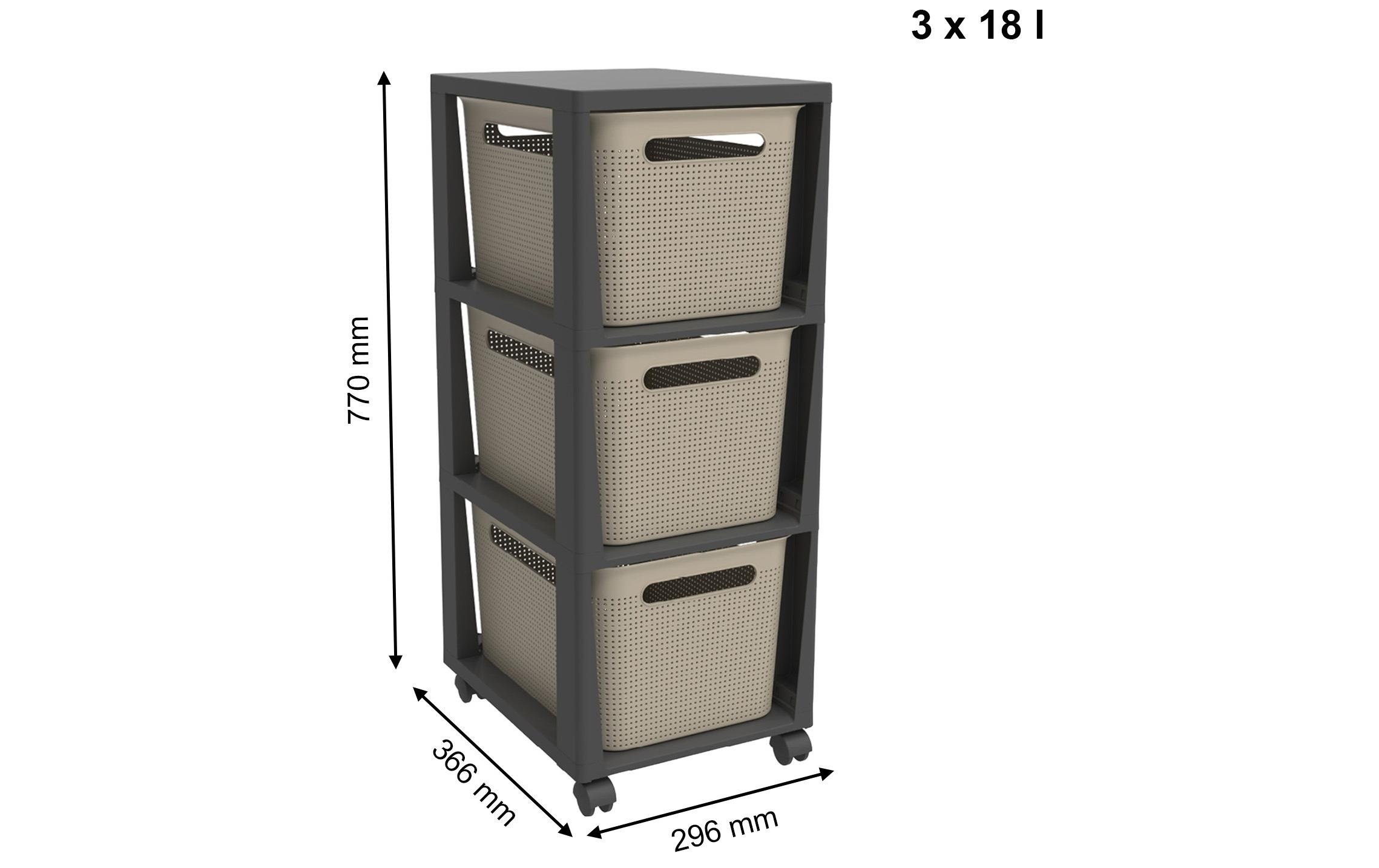 ROTHO Aufbewahrungsbox »Tower 3 x 16 l BRISEN mit Rollen«