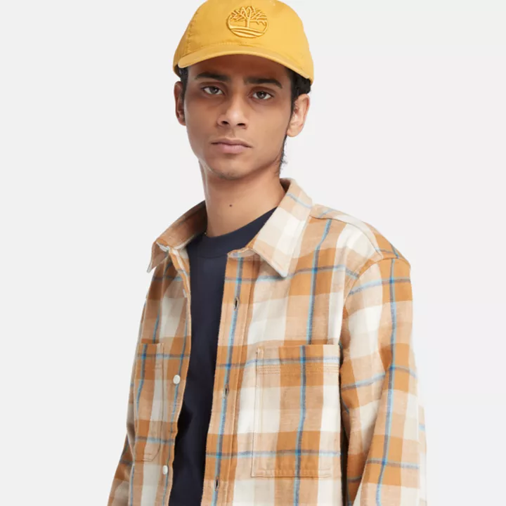 Camisa de flanela Windham para homem em laranja/bege