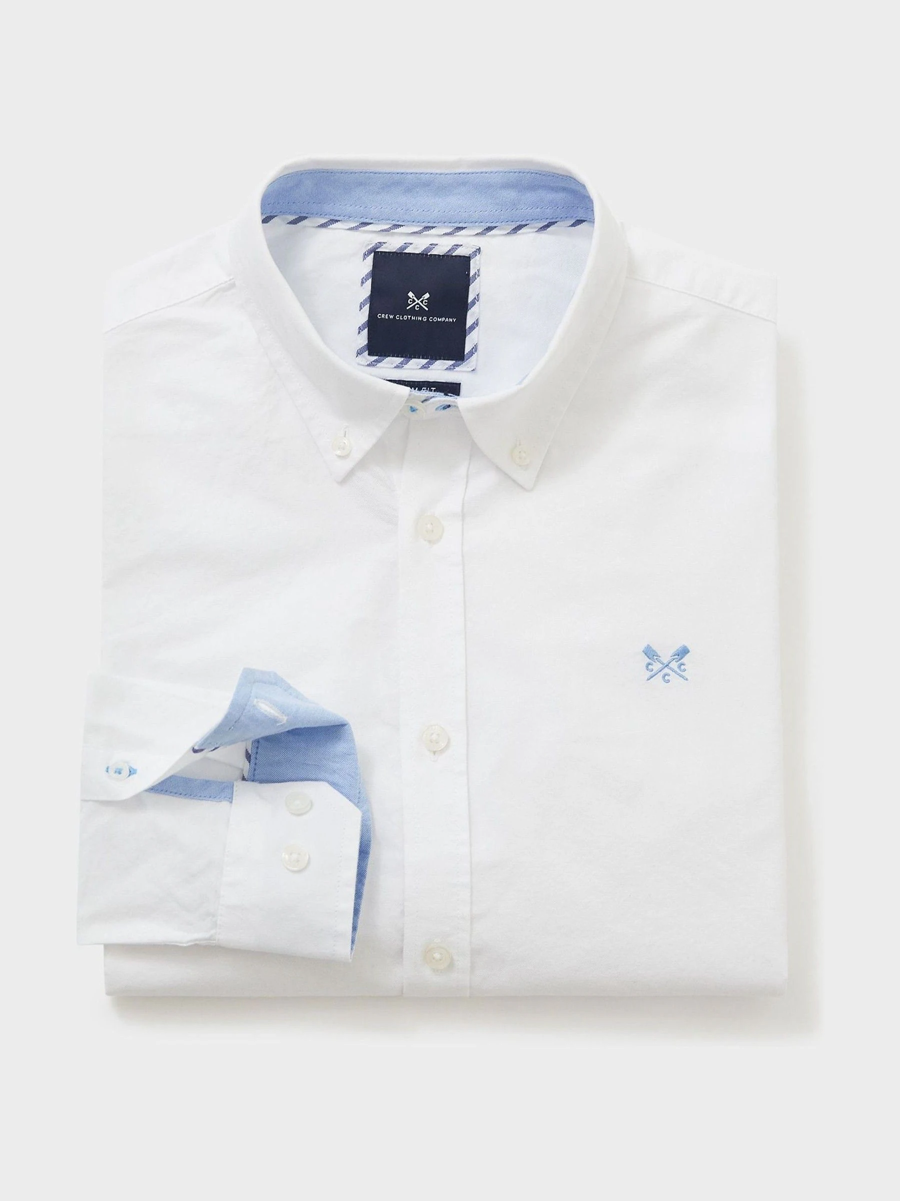 Wit - Crew Clothing slim-fit Oxford-overhemd van 100% katoen