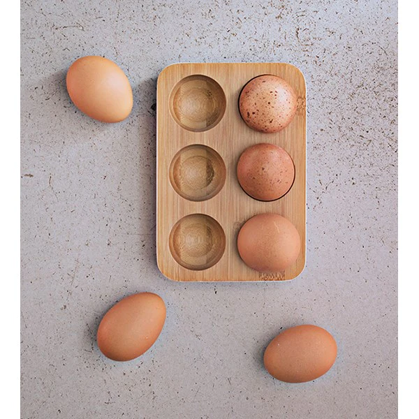Plateau à oeufs en bambou blanc Pebbly