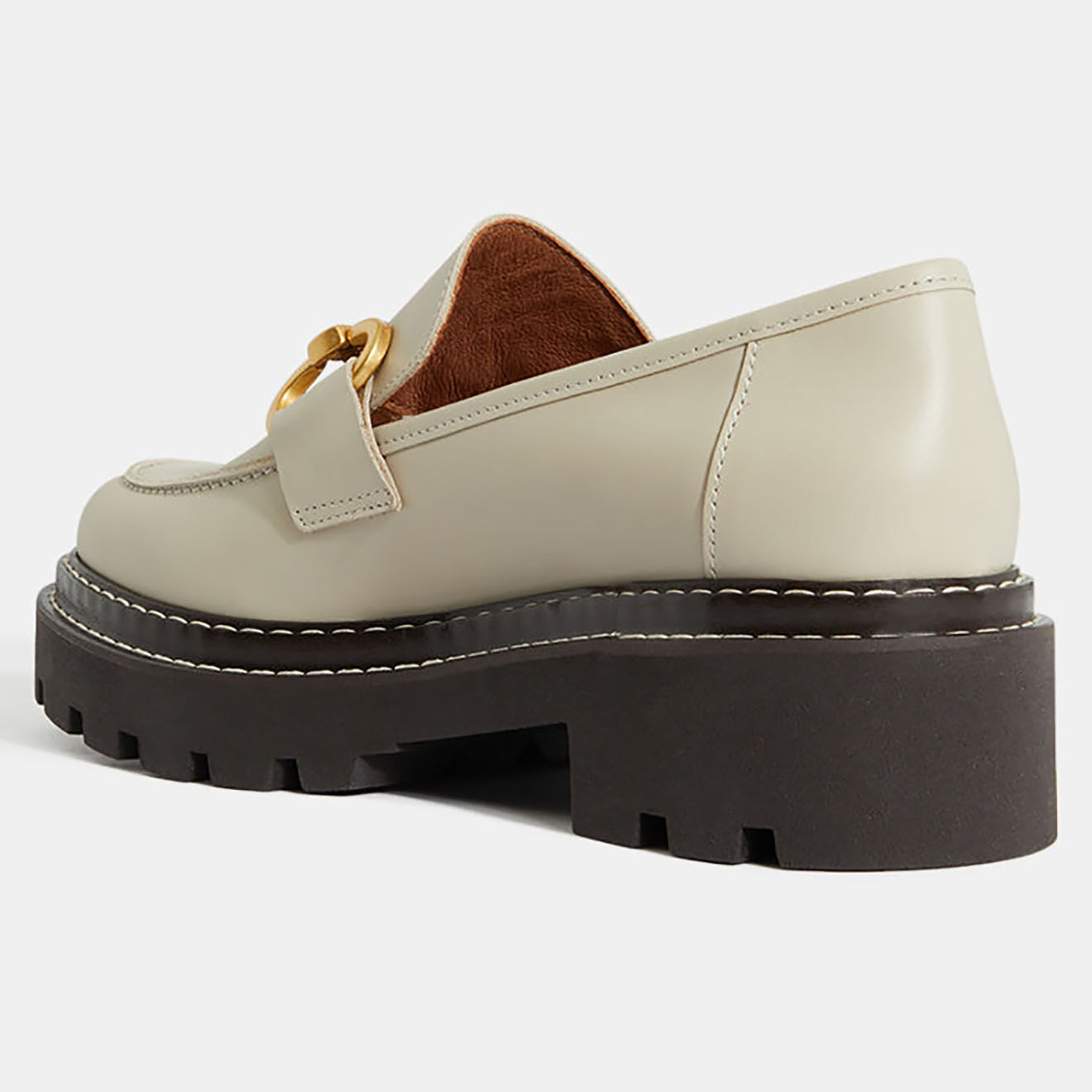 Galeries Lafayette Mocassins en Cuir lisse beiges