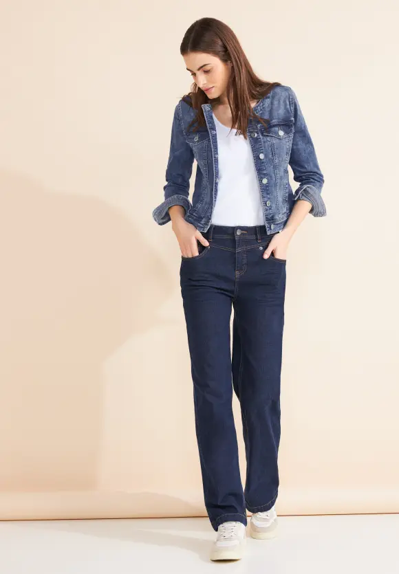 Blaue Jeansjacke - indigo random wash