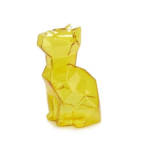 Vaso esfinge em forma de gato, cor âmbar