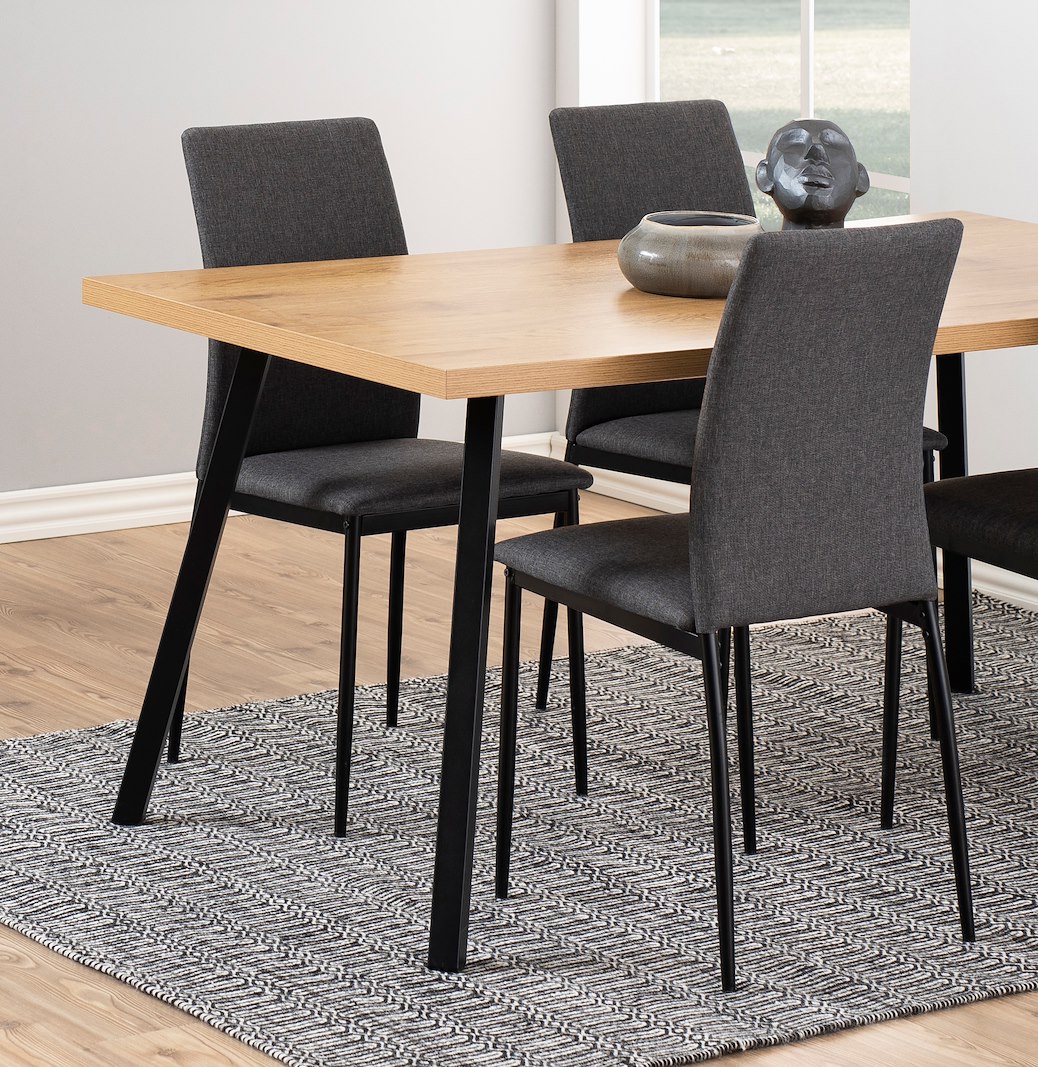 Demina spisestol Tekstil Sawana 5 Grey med sort metall understell