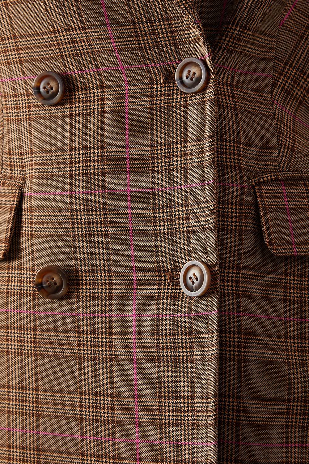 Warehouse Blazer Premium Surdimensionné à Carreaux Heritage avec Franges