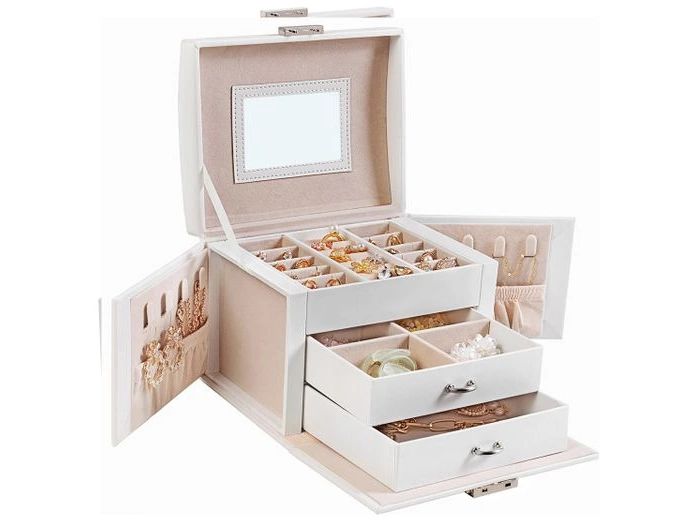 Songmics Schmuckschatulle 17.5 cm, Weiss Schmuckkasten