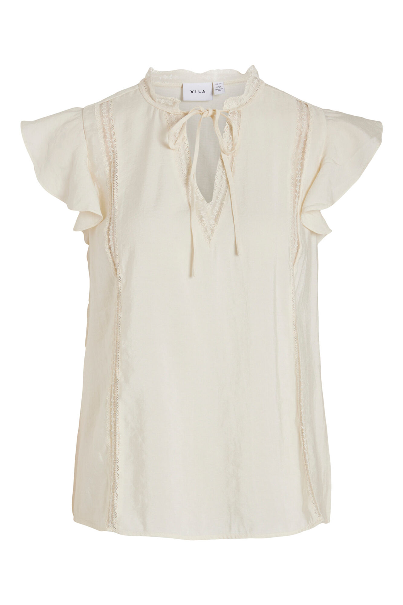 Blusa de manga curta com babados - Cinza