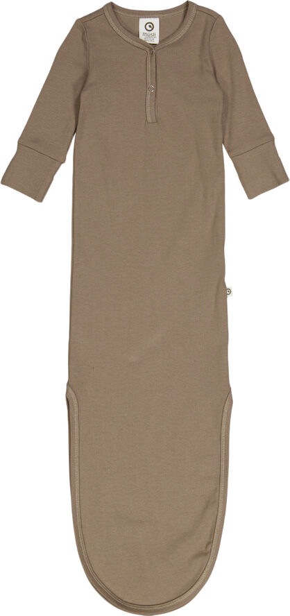 Müsli by Green Cotton Rib l/s knot gown Walnut