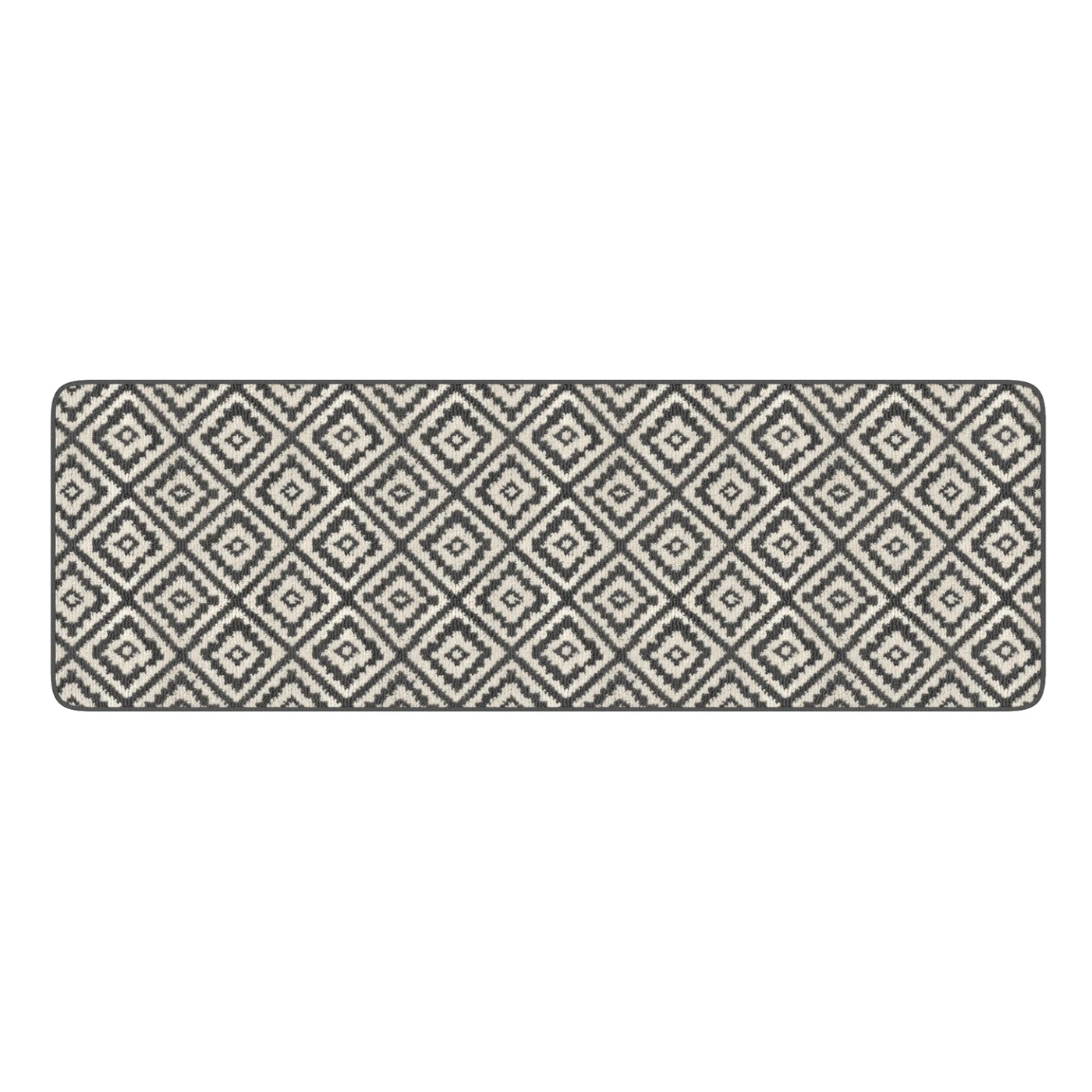 Tapis intérieur d'entrée et de couloir CARAIBA gris et blanc 60 x 180 cm