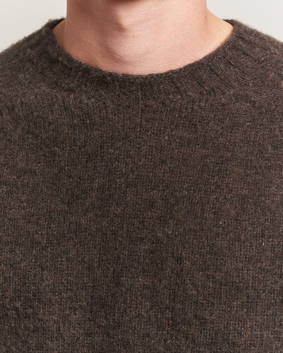 Sunspel Brushed Shetland Crew Neck Bark