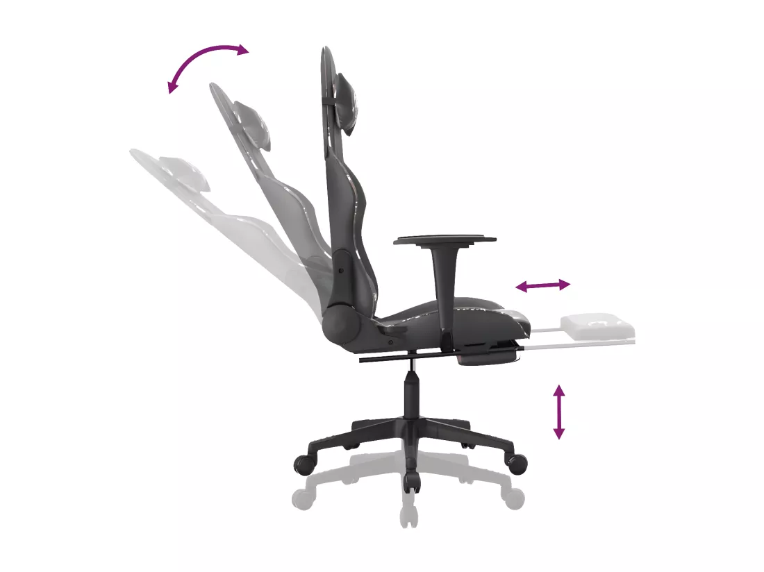 Chaise de jeu avec repose-pied Noir et camouflage Similicuir