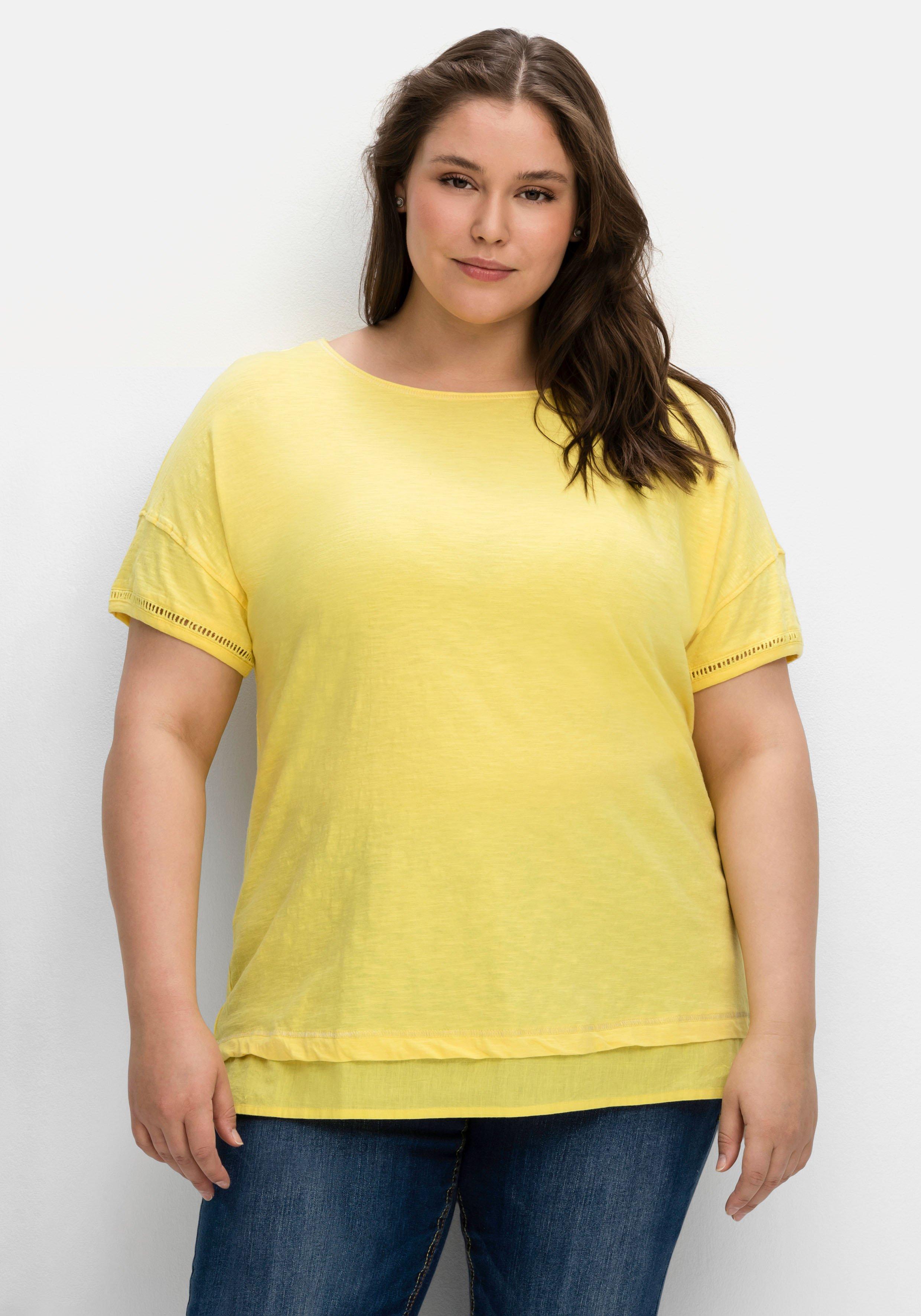 Shirt mit Blusenbesatz am Saum