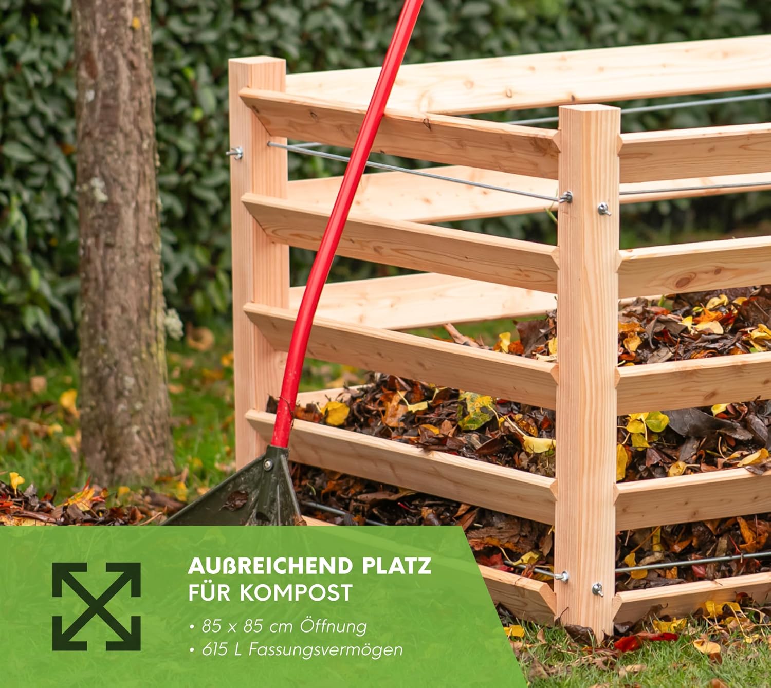 Westmann Holz Komposter Konni S | Lärchenholz FSC-Zertifiziert | Robustes & wartungsarmes Holz | Natur | 85x85x80