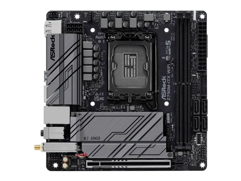 ASRock Z790M-ITX WiFi - Bundkort - mini ITX - LGA1700 sokkel - Z790 Chipset - Bluetooth, 2.5 Gigabit LAN, Wi-Fi 6, Gigabit LAN - onboard grafik (CPU påkrævet) - High Definition Audio (7.1-kanal)