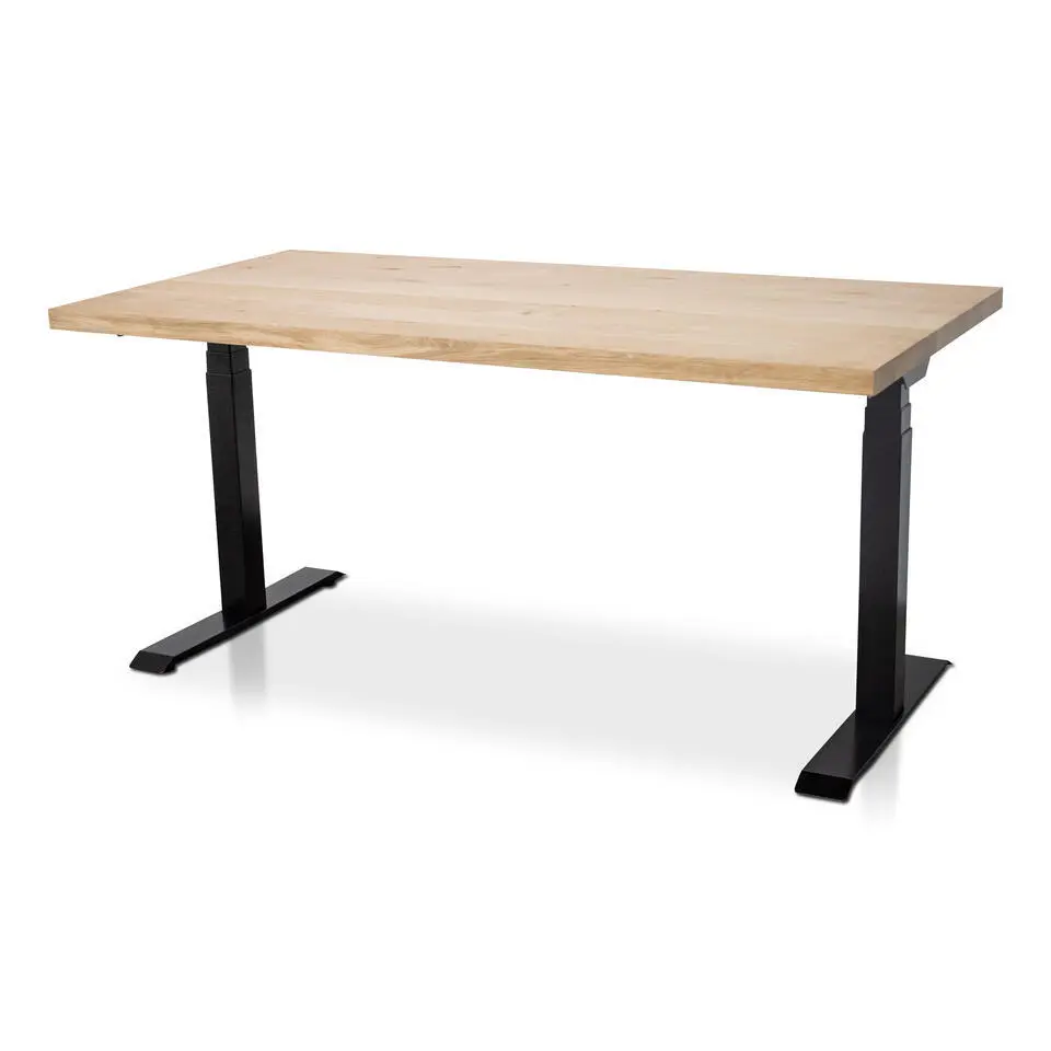 MRC Zit-sta bureau massief eiken blad 120x80 zwart frame NEN-EN 527