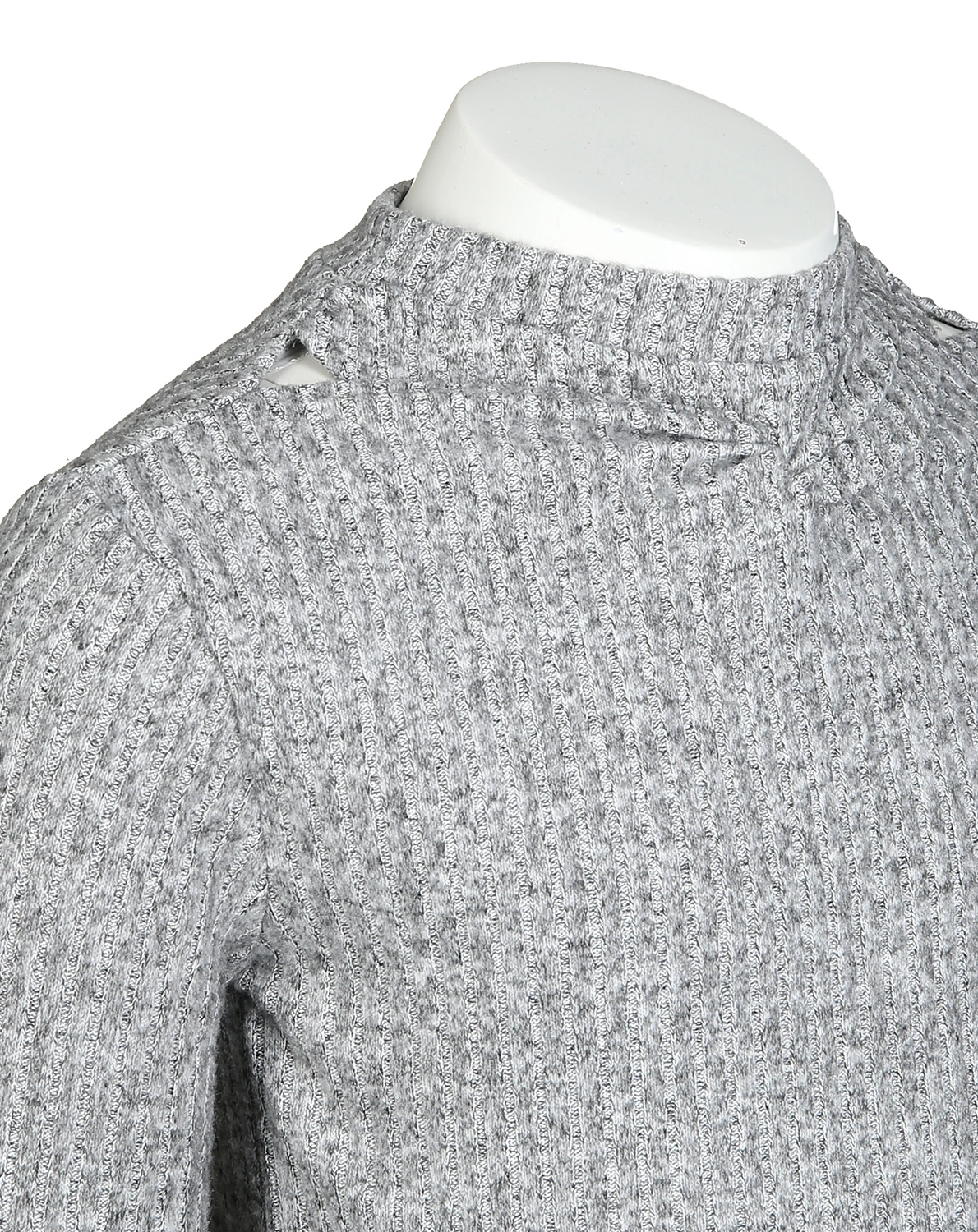 Rippstrick-Pullover CUT OUT in grau melange