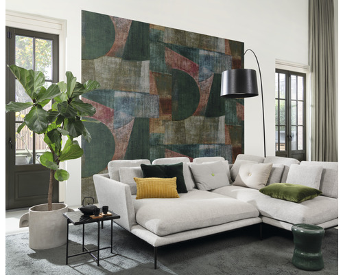 Vliesbehang 521719 geometrisch abstract effect look groen 6-delige set 300 x 300 cm