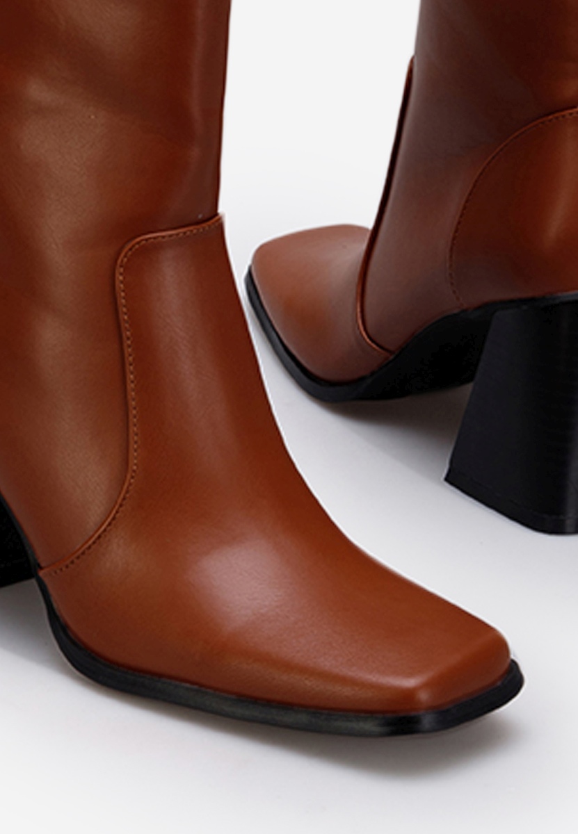Bottines à gros talon chameau Augustina