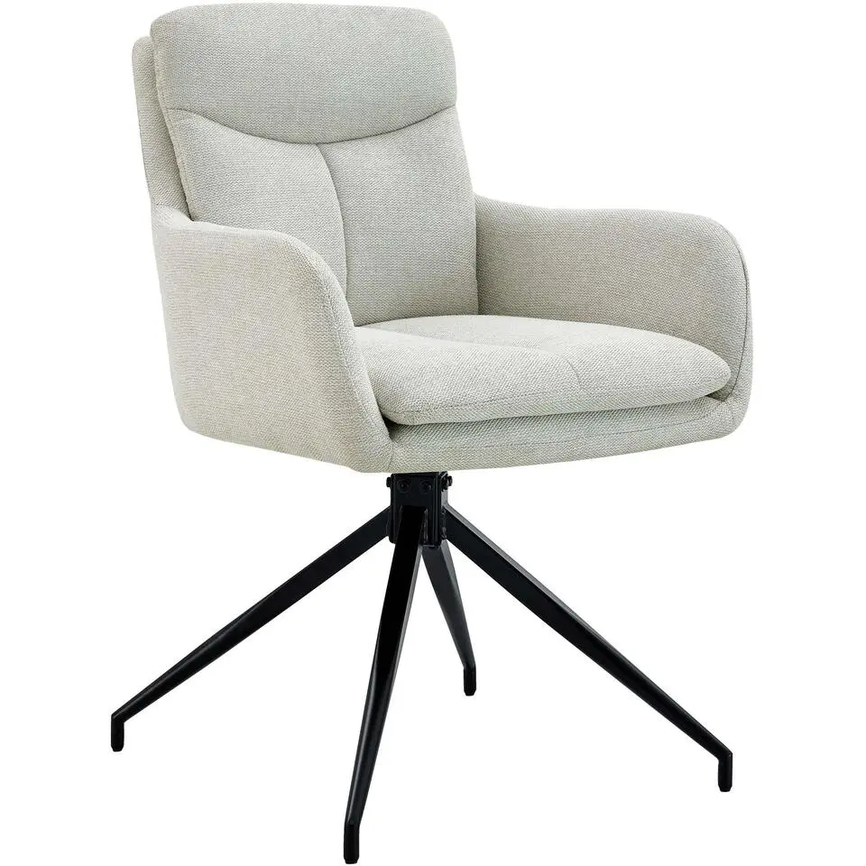 CLP Eetkamerstoel Somers zwart Frame - Stof - creme