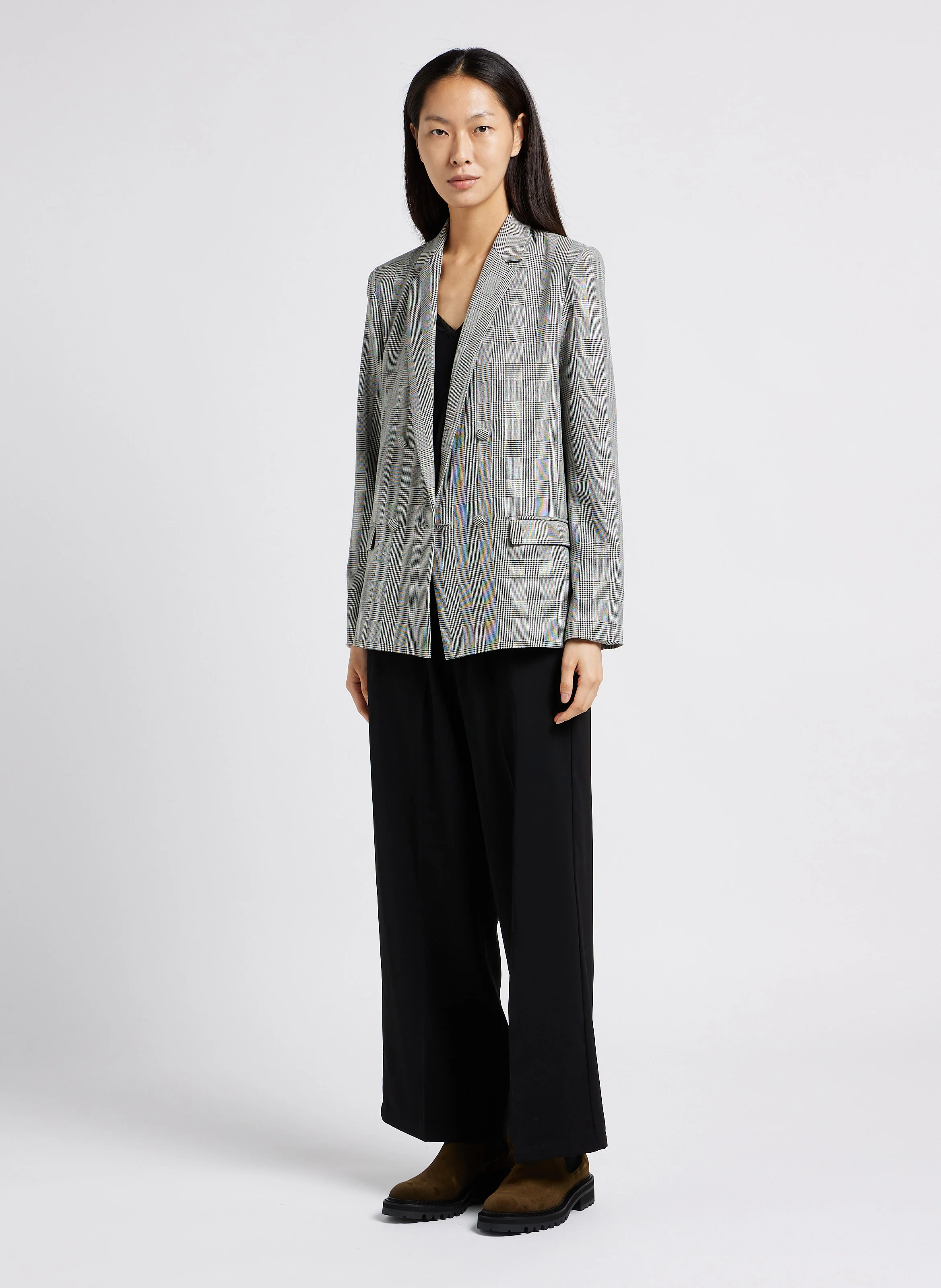 LEONTINE - Blazer droit à carreaux| Noir