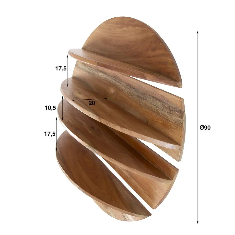 Wandschap - 4-Delig Rond - Hout - Naturel - Margosa