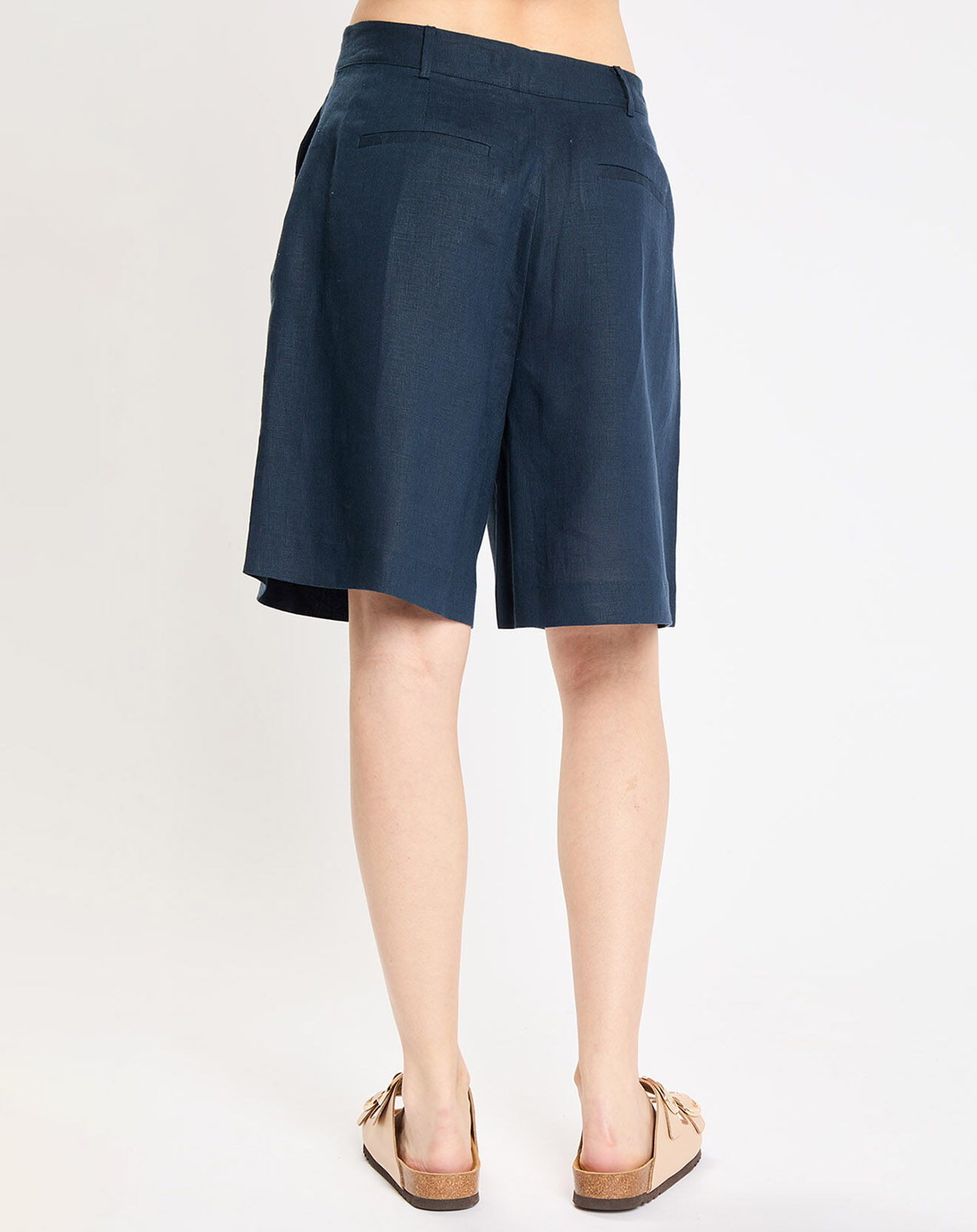 Jodhpur Short 100% Lin Acao bleu marine