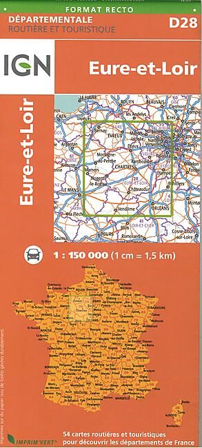IGN - D28 EURE ET LOIR ECHELLE 1 150 000