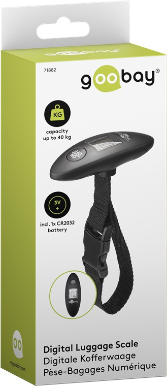 Digitale Reise Kofferwaage Gepäck Handwaage mit LCD-Anzeige bis 40kg Gewicht (71882) - Schwarz