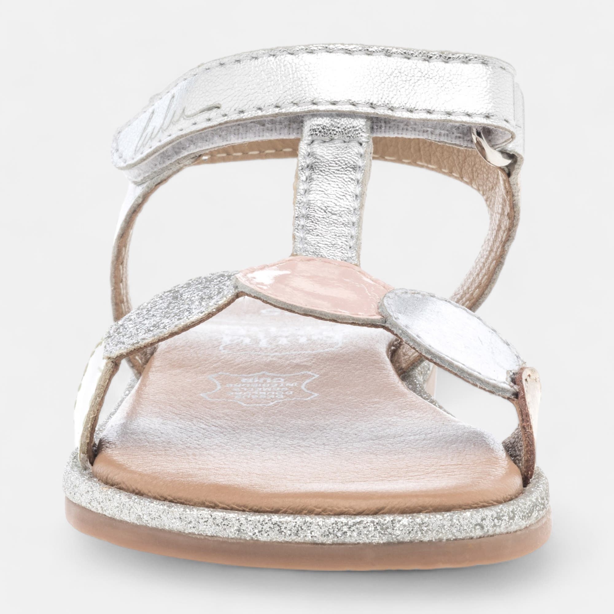 Nu-pieds Fille en cuir argent