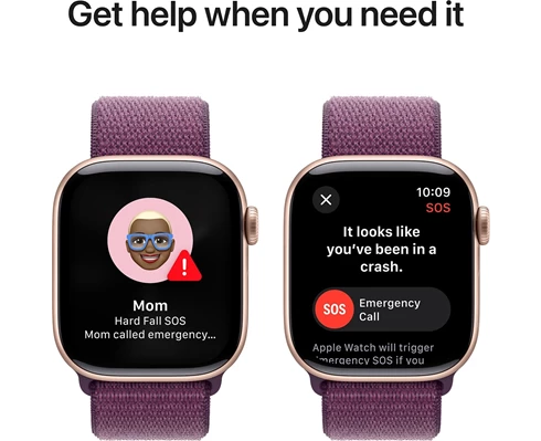 Apple Watch Series 10 GPS 42mm Rose Gold Aluminium Case with Plum Sport Loop
