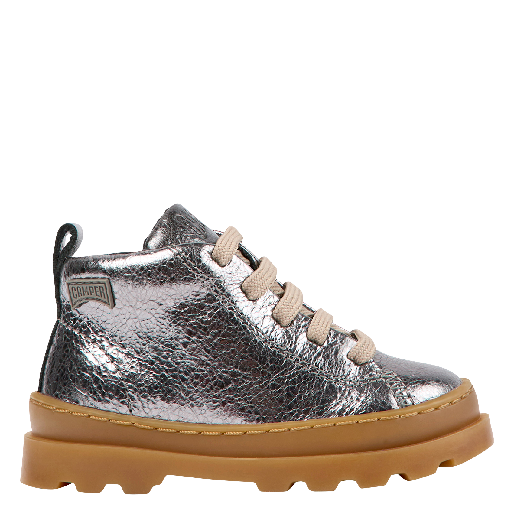 BRUTUS - Bottines à lacets en cuir métallisé | Gris