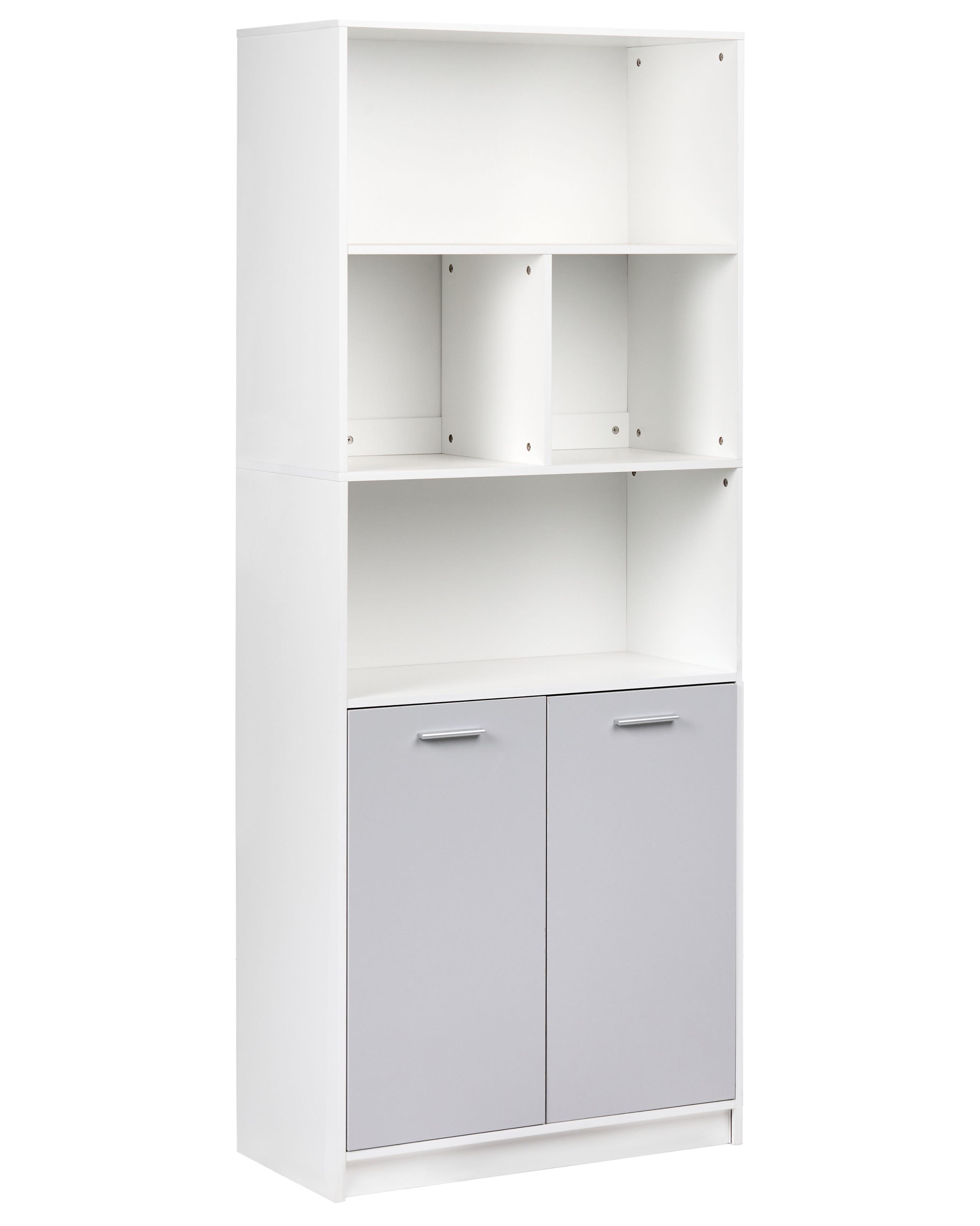 Boekenkast met 2 deuren ZEHNA Grijs/wit