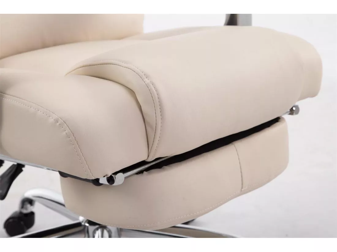 Chaise de bureau - Similicuir & Métal chromé - Crème - Pacific