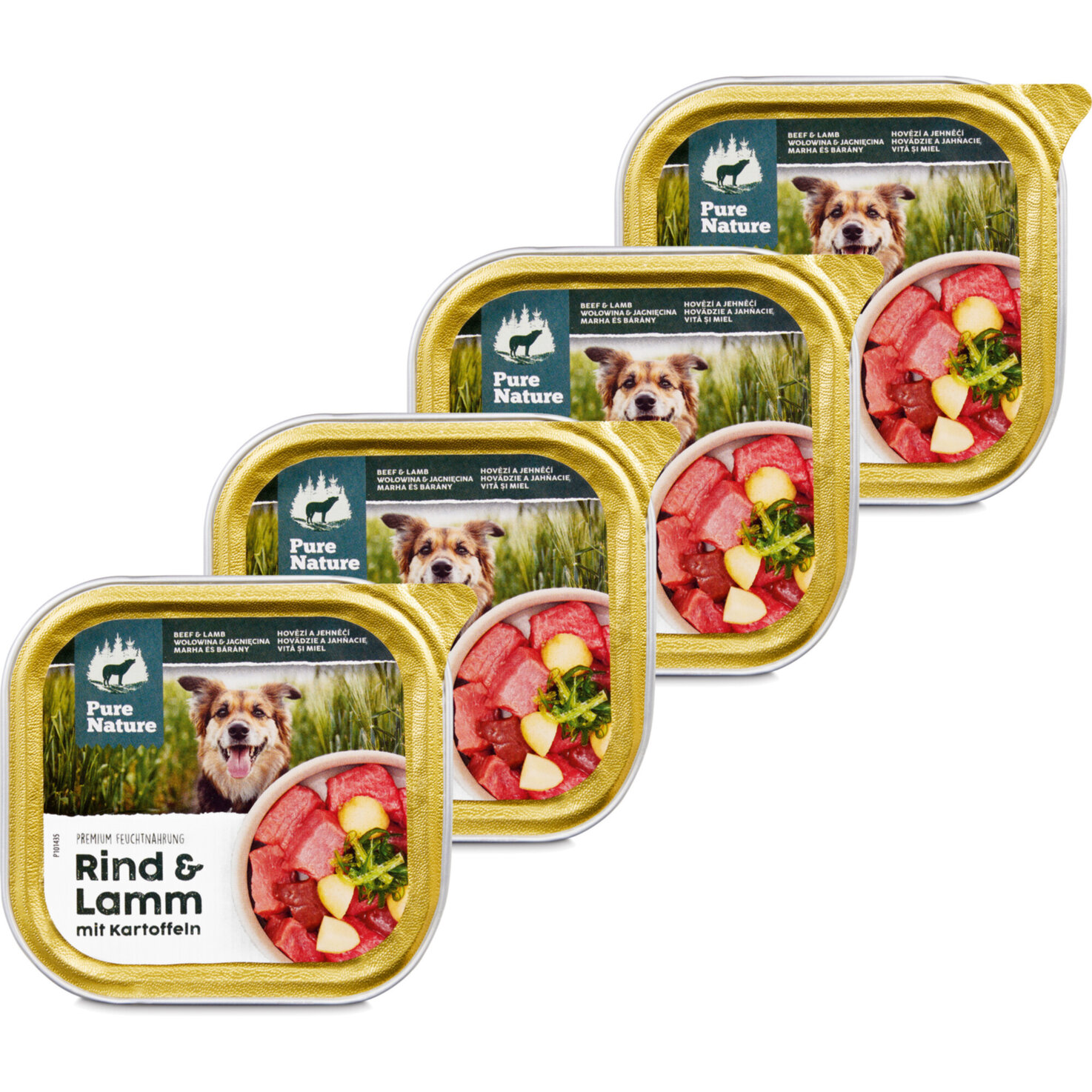 Pure Nature Hundefutter Adult Rind & Lamm 4x 150g