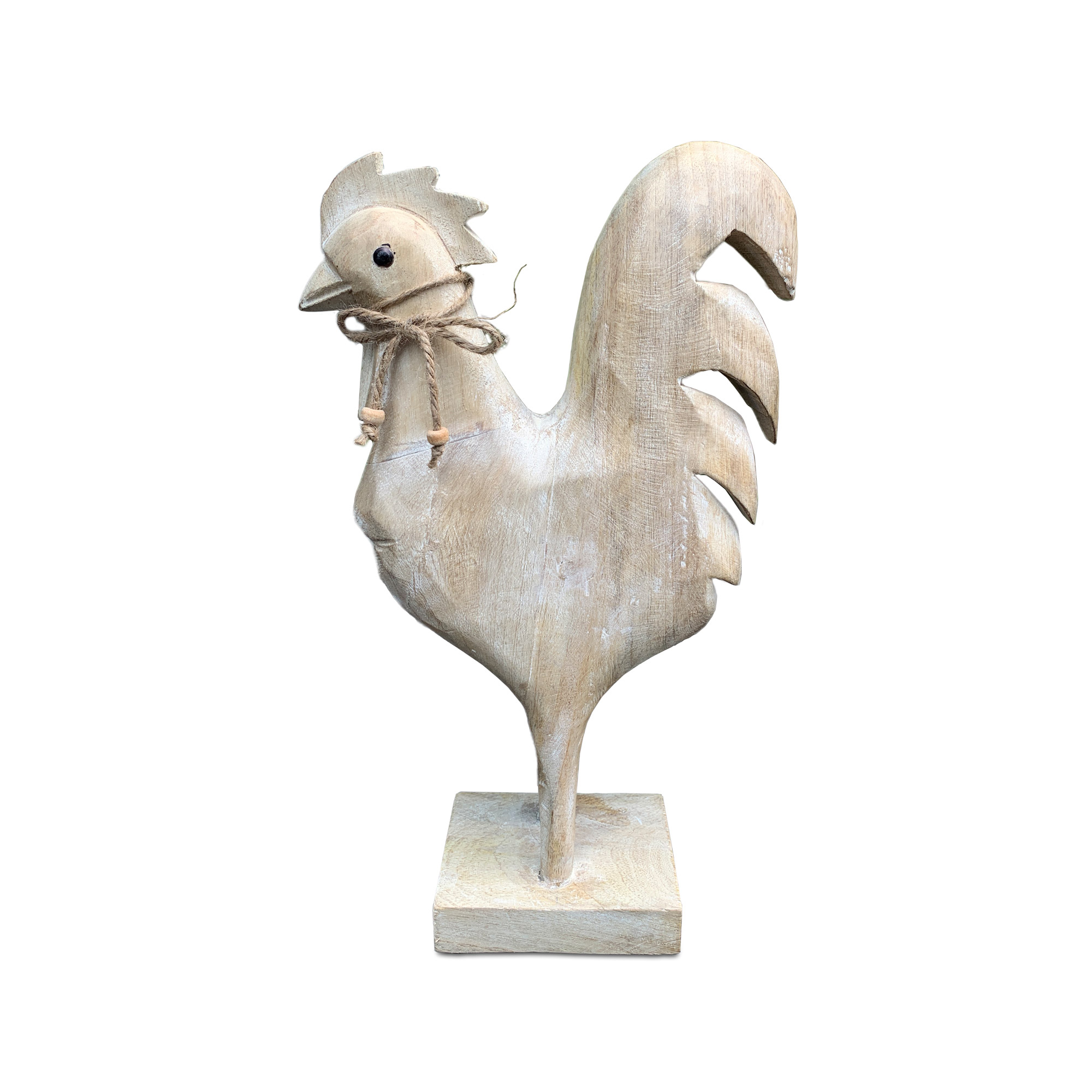 Holzfigur 'Hahn stehend', natur, B 23 cm, H 39 cm, L 10 cm von fischer's lagerhaus