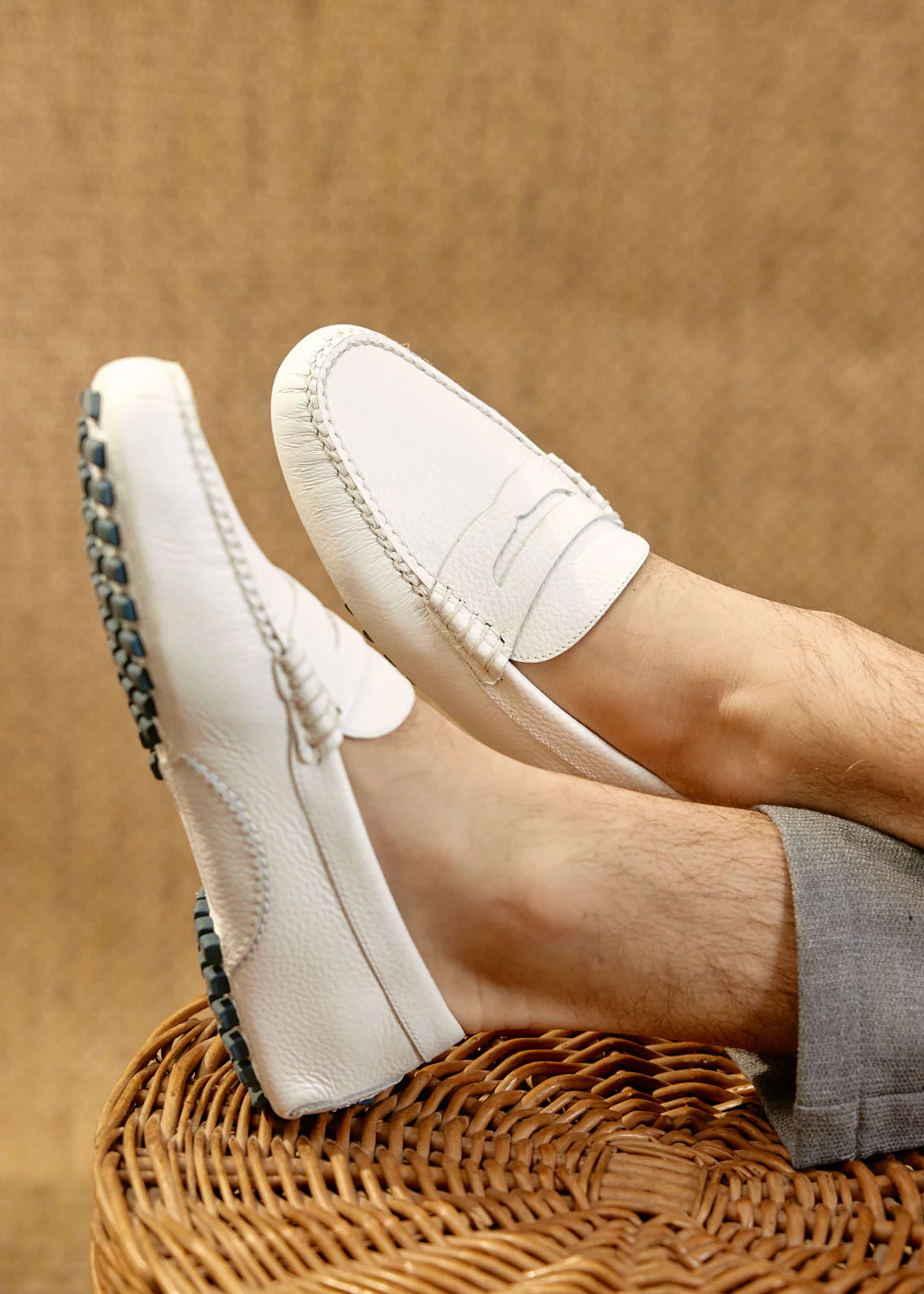 MOCASSIN DRIVER CUIR BLANC