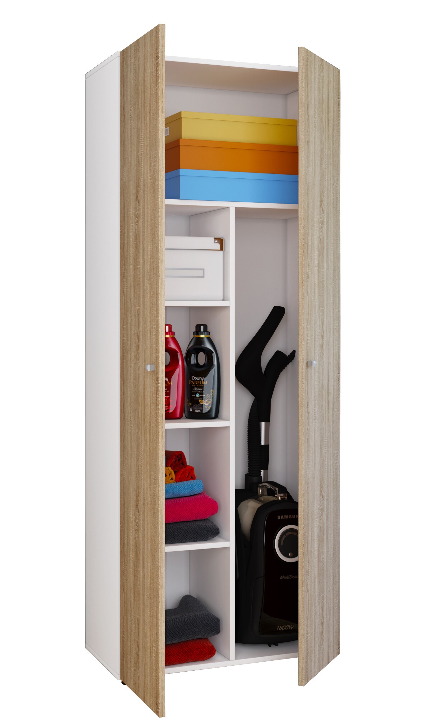 VCM Holz Besenschrank Staubsauger Putzschrank Haushaltsschrank Vandol K