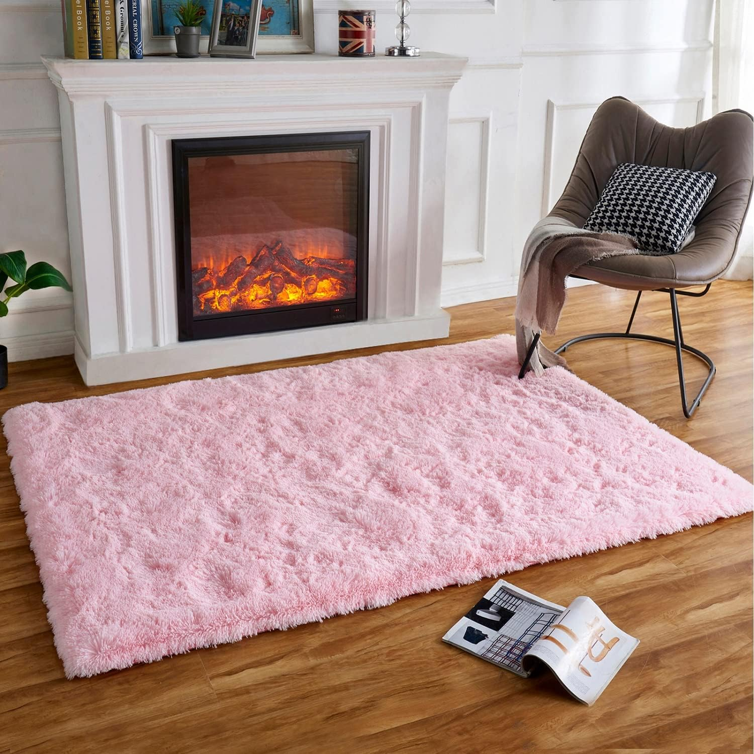 (50x80cm) Polyester Teppich Läufer Flauschige Home Deko Bodenmatte Wohn Teppich - Pink